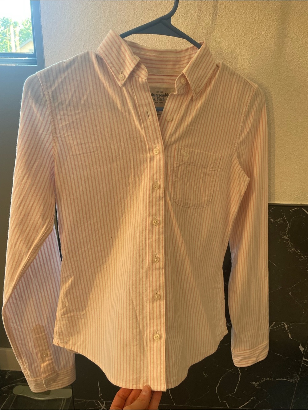 Abercrombie & Fitch Pink and White Stripe Button-Down Shirt